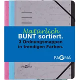 Pagna Ordnungsmappenset 12 Fächer Trend sortiert, Set mit 3 Stück, hellblau, hellgrau , dunkelrosa