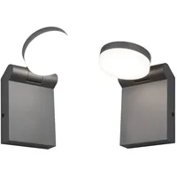 MeineWunschleuchte 2er SET LED Außenwandleuchten Schwarz, Außenleuchten Terrassenleuchten Höhe