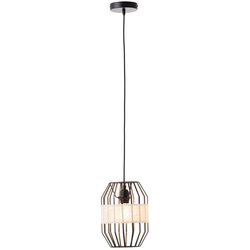 BRILLIANT Lampe, Slope Pendelleuchte 23cm schwarz/natur, 1x A60, E27, 40W, Kabel kürzbar / in der Höhe einstellbar