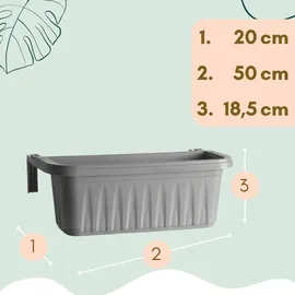 GarPet Blumenkasten 50 x 20 x 18,5 cm Grau