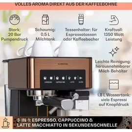 Klarstein Arabica Comfort Siebträgermaschine Kupfer-Metallic
