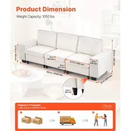 Vevor Schlafcouch Samt Weiß