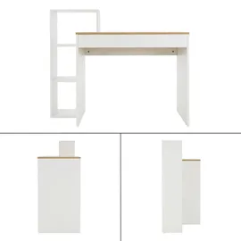 ML-Design Schreibtisch mit Regal Weiß Tischplatte in Sonoma-Eiche 110x72x40 cm