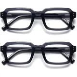 OPULIZE EDG Blaulichtfilter Lesebrille für Damen Herren, Entspiegelt Blendfreie UV400-Schutz Federscharnier Anti-Müdigkeit, Rechteckiger Rahmen, Computerbrillen Gaming, 2er-Pack Schwarz +1,00