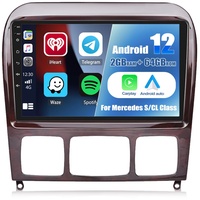 2G+64G CAMECHO Android 12 Autoradio für Mercedes Benz S500 W220 1999-2007,Doppel Din Autoradio mit Navi Carplay Android Auto Bluetooth RDS+Rückfahrkamera-9 Zoll Bildschirm