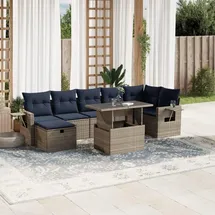 vidaXL Gartensofa-Set 8-tlg. grau Polyrattan