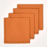Homescapes Stoffservietten Terracotta, 4er-Set Servietten mit Hohlsaum 45x45 cm, Tischservietten aus 100% Baumwolle, waschbar & wiederverwendbar