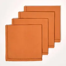 Homescapes Stoffservietten Terracotta, 4er-Set Servietten mit Hohlsaum 45x45 cm, Tischservietten aus 100% Baumwolle, waschbar & wiederverwendbar