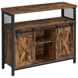 VASAGLE Sideboard 100 x 80 x 33 cm Braun/Schwarz