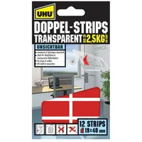 UHU Klebepads Doppel Strips transparent 12 St.