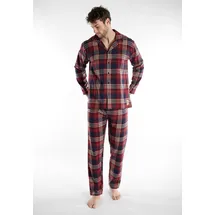 Tom Tailor Schlafanzug TOM TAILOR "Rhodos", Herren, Gr. 48S, rot, mittel, karo, Obermaterial: 100% Baumwolle, kariert, bequem normal, V-Ausschnitt, gerader Abschluss, Homewear-Sets Schlafanzug, Langarm, Rundhalsausschnitt, mit Knöpfen, kariert, Baumwolle