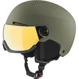 Alpina ARBER Visor Q-LITE - Hochwertiger & Leichter Skihelm Mit Kontrastverstärkendem Visier Für Erwachsene, Olive matt, 58-62 cm