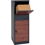 MCW Paketkasten MCW-G80, Paketbox Standbriefkasten Paketbriefkasten Größe XL verzinkt anthrazit Holzoptik dunkelbraun