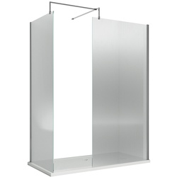 Begehbare Dusche mit geriffeltem Glas in Chrom, Eckeinbaueinbau, mit Duschwanne – Größe & Seitenpaneel wählbar - Hudson Reed