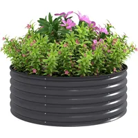 Outsunny Hochbeet Dunkelgrau Metall, 120x43x120 cm Gartenzubehör, Hochbeete
