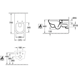Villeroy & Boch Vicare Wand-WC mit WC-Sitz Weiß spülrandlos