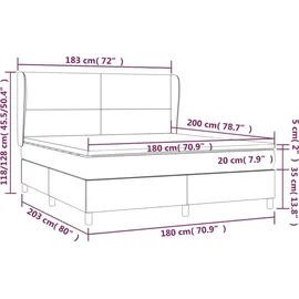 vidaXL Boxspringbett mit Matratze Dunkelblau 180x200 cm Samt