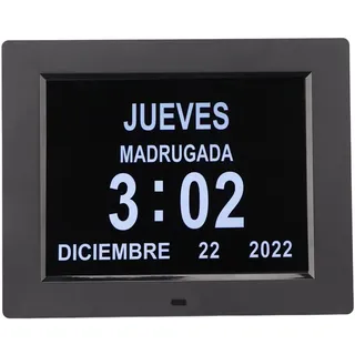 Demenzuhr für Senioren, Elektronische Kalenderuhr mit Mehreren Sprachen und Medikamentenerinnerung, Automatisch Dimmbare Uhr mit 8-Zoll-Großdisplay für Gedächtnisverlust bei