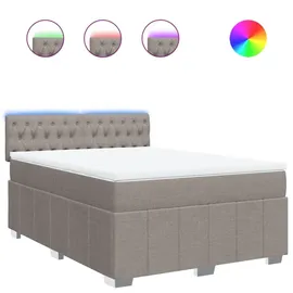 vidaXL Boxspringbett mit Matratze Taupe 140x200 cm Stoff