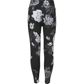 URBAN CLASSICS Girls Tech Mesh AOP Leggings dark flower aop, 122/128