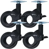 MS Beschläge Ø 60mm Möbelrolle Exklusiv 4x Bockrolle 30kg Traglast mit Bremse