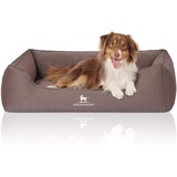 Knuffelwuff Orthopädisches Hundebett Leano aus Velours mit Handwebcharakter XXL 120 x 85cm Braun - abnehmbarer Bezug - waschbar - für große, mittelgroße und kleine Hunde