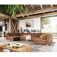 DeLife Wohnlandschaft Elio Lederimitat Vintage Braun Antik 400x185 cm XL