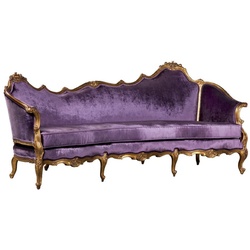 Casa Padrino Luxus Barock Samt Sofa Lila / Gold - Edles Handgefertigtes Wohnzimmer Sofa im Barockstil - Barock Wohnzimmer Möbel - Edel & Prunkvoll