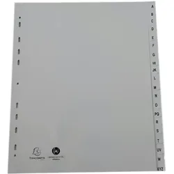 Exacompta 1920E 10x Register A4+ aus grauem Recycling-PP 120μ, mit bedruckten Taben A-Z, 20 Positionen - Grau
