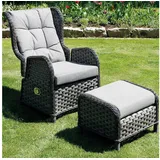 Mojawo Comfort Relaxsessel 73 x 69 x 94/102 cm  inkl. Polster und Fußteil grau