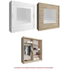 Feldmann-Wohnen Schiebetürenschrank weiß Holz, 4 Fächer, Rechteckig, 180x200x62 cm Schlafzimmer, Kleiderschränke, Schwebetürenschränke