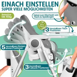 Kidiz 3in1 Hochstuhl Dunkelgrau inkl. Spielbügel