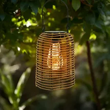 Spetebo Solarleuchte Rattan schwarz 20 cm inkl. LED Glühbirne