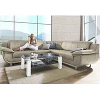 TRENDMANUFAKTUR Ecksofa »Rondo wahlweise mit Schlaffunktion, 267x247 cm (BxT), breite Armlehnen«, L-Form, wahlweise mit Federkern bestellbar, Füße chromfarben