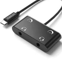 Cubilux Dual Kopfhörer Splitter mit Lautstärkeregler, Doppel Audio Buchse Adapter für 2 Personen, 3,5mm zu Dual Kopfhörer Splitter kompatibel mit MacBook Laptop Telefon Tablet MP4 MP3 (USB C)