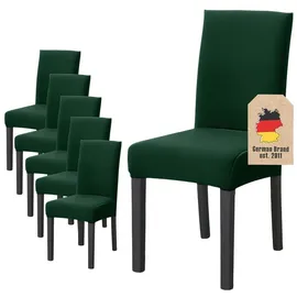 Intirilife 6x Elastischer Stuhlhusse Stuhlüberzug in GRÜN mit 38 - 45 cm Sitzfläche und 45 - 65 cm Lehnenhöhe