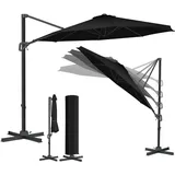 Kesser KESSER® Sonnenschirm Ampelschirm SUN Rund XL Ø330 cm Inkl. Abdeckung + Windsicherung 7-Fach Verstellbar Drehbar Neigbar Kippbar Groß 360° Drehbar Gartenschirm mit Kurbel Sonnenschutz UV50+