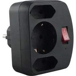 REV 3-fach Adapter mit Schalter schwarz