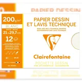 Clairefontaine Technisches Zeichenpapier A4 200 g Packung mit 12 Bogen