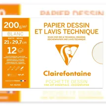 Clairefontaine Technisches Zeichenpapier A4 200 g/m2 12 Bogen
