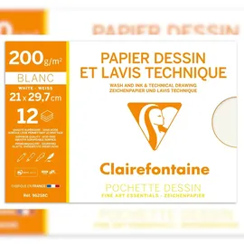 Clairefontaine Technisches Zeichenpapier A4 200 g/m2 12 Bogen