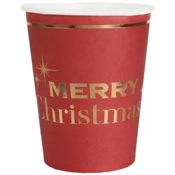 800 Becher Weihnachten rot gold Merry Christmas Pappbecher Einweg