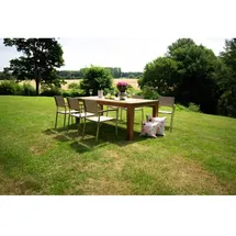 ACAMP Skye Garten-Essgruppe 7-tlg. Tisch Old Java 180 x 90 cm beige/silber