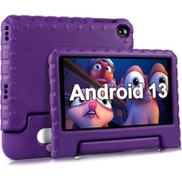 FACETEL Kids Tablet mit Quad Core, Play Store, FACETEL Augenschutz Tablet (8", 64 GB, Android 13, mit Kindersicherung, 7GB 3600mAh WiFi Doppelkamera Tablet Kinder) lila