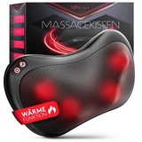 Wellax - Massagekissen mit Wärmefunktion & 360° Drehung - Shiatsu Nackenmassagegerät mit 3 Geschwindigkeiten für Schultern & Rücken - inkl. Verlängerungsgurt - Neck Massager, Schwarz