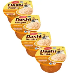 Inaba DASHI Ergänzungsfuttermittel für Katzen - Brühe mit Hühnergeschmack 4x70 g