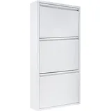 WDMT Metall-Schuhschrank 3-Türen - 50 x 15 x 103 cm - Platzsparendes und Stilvolles Schuhregal - Moderne Schuhschränke - Schuhaufbewahrung - Weiß