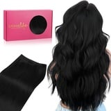 WENNALIFE Tressen Extensions Echthaar, 45cm 90g Tief Schwarz Tressen Echthaar zum Einnähen Echthaar Extensions Tressen Remy Haar Weft Echthaar Tressen Haarverlängerung Echthaar Sew In Hair Extensions