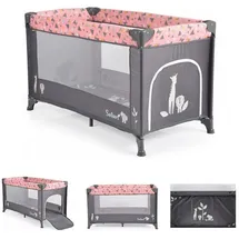 Moni Reisebett, Laufstall Safari Matratze Sichtfenster Seiteneingang Tragetasche rosa pink