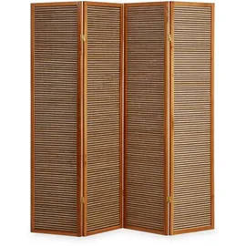 Homestyle4u Paravent Raumteiler Innen 4 teilig Sichtschutz Trennwand Bambus Holz Braun